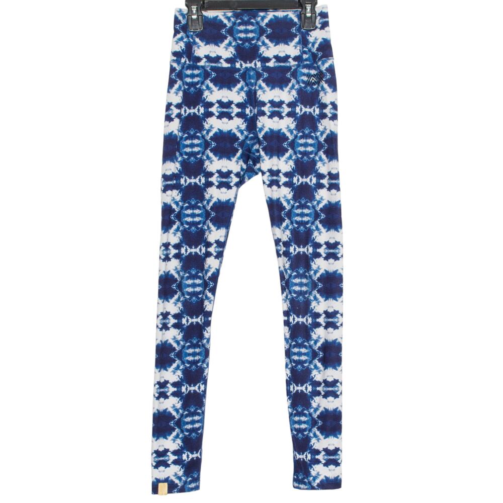 Monreal London Womens Leggings Pull On Compression Blue White Small FH